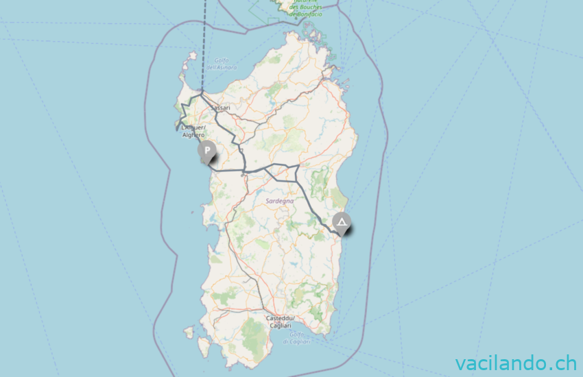 Reiseroute Sardinien